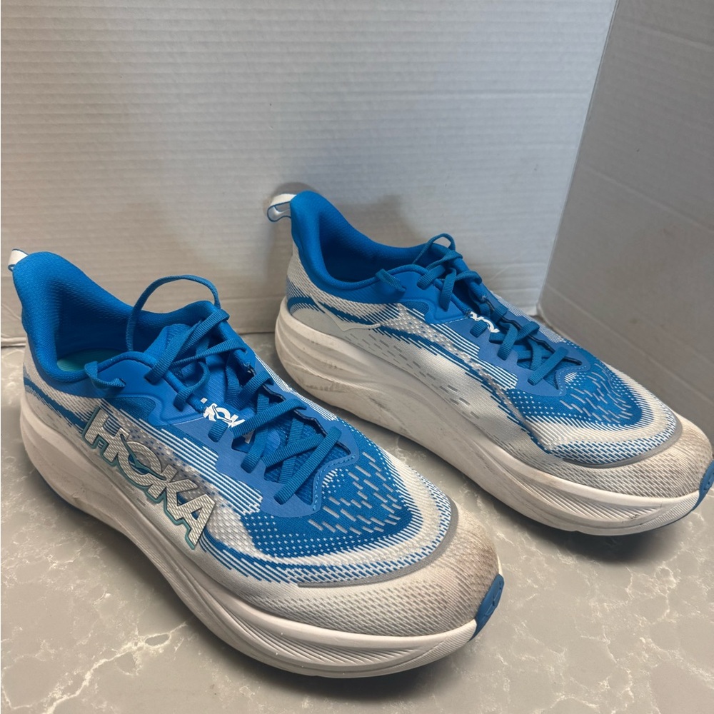 Hoka Blue and White Athletic Shoes
